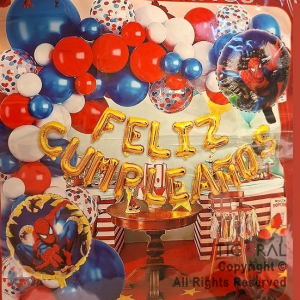 SET DE GLOBOS ARCO XL FELIZ CUMPLEA�OS SPIDERMAN (SU-4680) 55 UNIDADES